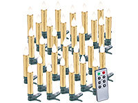 Lunartec 30er-Set LED-Weihnachtsbaumkerzen mit Fernbedienung und Timer, Gold