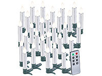 Lunartec 30er-Set LED-Weihnachtsbaumkerzen mit Fernbedienung und Timer, Silber