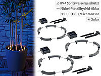 Lunartec Solar-Rundum-Licht f. Blumen, 15 LEDs, Dämmerungssensor, IP44, 3er-Set; LED-Solar-Lichterketten (warmweiß), UV-Insektenvernichter LED-Solar-Lichterketten (warmweiß), UV-Insektenvernichter LED-Solar-Lichterketten (warmweiß), UV-Insektenvernichter
