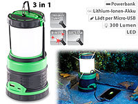 Lunartec 3in1-LED-Akku-Campinglaterne mit Deckenlicht und Powerbank, 3.600 mAh; Petroleum-Sturmlaternen, StirnlampenLED-Sturmlampen Petroleum-Sturmlaternen, StirnlampenLED-Sturmlampen Petroleum-Sturmlaternen, StirnlampenLED-Sturmlampen 