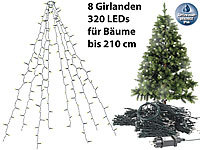 Lunartec Weihnachtsbaum-Überwurf-Lichterkette mit 8 Girlanden & 320 LEDs, IP44