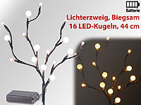 Lunartec LED-Lichterzweig mit 16 leuchtenden Kugeln, 44 cm, batteriebetrieben; LED-Solar-Lichterketten (warmweiß) LED-Solar-Lichterketten (warmweiß) LED-Solar-Lichterketten (warmweiß) LED-Solar-Lichterketten (warmweiß) 