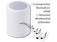 Lunartec 2in1-Lautsprecher, Bluetooth, Akku, LED-Tischleuchte 6 Watt, 160 Lumen; 3in1-Akku-LED-Leuchten 3in1-Akku-LED-Leuchten 3in1-Akku-LED-Leuchten 3in1-Akku-LED-Leuchten 