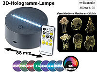 Lunartec 3D-Hologramm-Lampe für austauschbare 3D-Leuchtmotive, 7-farbig, USB; LED-Tischlampen mit PIR-Sensoren LED-Tischlampen mit PIR-Sensoren LED-Tischlampen mit PIR-Sensoren LED-Tischlampen mit PIR-Sensoren 