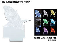 Lunartec 3D-Leuchtmotiv "Hai" für Deko-LED-Lichtsockel LS-7.3D; LED-Tischlampen mit PIR-Sensoren LED-Tischlampen mit PIR-Sensoren 