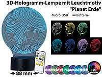 Lunartec 3D-Hologramm-Lampe mit Leuchtmotiv "Planet Erde", 7-farbig