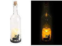 Lunartec Deko-Glasflasche mit LED-Kerze, bewegliche Flamme, Timer, Elch-Motiv; LED Weihnachtsbaumkugeln LED Weihnachtsbaumkugeln LED Weihnachtsbaumkugeln 