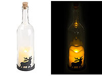 Lunartec Deko-Glasflasche mit LED-Kerze, bewegliche Flamme, Timer, Elch-Motiv; Laternen mit flackernden LEDs, LED-Echtwachskerzen mit Fernbedienungen Laternen mit flackernden LEDs, LED-Echtwachskerzen mit Fernbedienungen Laternen mit flackernden LEDs, LED-Echtwachskerzen mit Fernbedienungen Laternen mit flackernden LEDs, LED-Echtwachskerzen mit Fernbedienungen 