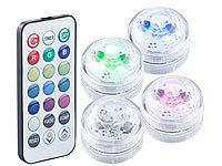 Lunartec 4er-Set Mini-RGB-LED-Dekolichter mit Fernbedienung und Timer, dimmbar