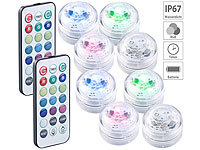 Lunartec 8er-Set Mini-LED-Dekolichter mit Fernbedienung, RGB, dimmbar, IP67