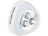 Lunartec Stick-&-Push-Light mit 3 weißen LEDs (weiß); LED-Batterieleuchten mit Bewegungsmelder 