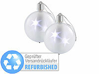 Lunartec 2er-Set LED-Weihnachtskugeln mit 3D-Effekt, weiß Versandrückläufer; LED Weihnachtsbaumkugeln LED Weihnachtsbaumkugeln 