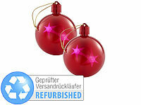 Lunartec 2er-Set LED-Weihnachtskugeln mit 3D-Effekt, rot Versandrückläufer; LED Weihnachtsbaumkugeln LED Weihnachtsbaumkugeln 