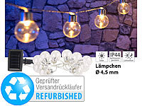 Lunartec Solar-LED-Lichterkette mit 10 LED Glühbirnen, Versandrückläufer; LED-Lichterketten für innen und außen 