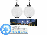 Lunartec 2er-Set Solar-LED-Lampion, Dämmerungs-Sensor, IP44, Versandrückläufer; LED-Solar-Wegeleuchten LED-Solar-Wegeleuchten 