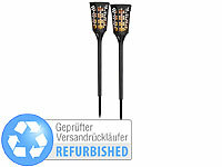 Lunartec 2er-Set LED-Solar-Gartenfackeln mit Flammen-Effekt, Versandrückläufer; LED-Solar-Wegeleuchten 