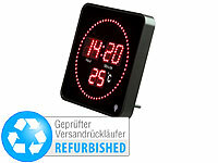 Lunartec Wanduhr Temperatur, Retro-LED-Wanduhr, Wand-Funkuhr Digital