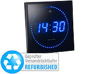 Lunartec LED-Funk-Wanduhr mit Sekunden-Lauflich (Versandrückläufer); LED-Funk-Wanduhren mit Temperaturanzeigen, 3D-Wand- und Tischuhren mit 7-Segment-LED-Anzeigen LED-Funk-Wanduhren mit Temperaturanzeigen, 3D-Wand- und Tischuhren mit 7-Segment-LED-Anzeigen 