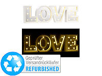 Lunartec LED-Schriftzug "LOVE" aus Holz & Spiegeln mit Timer, Versandrückläufer