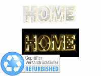 Lunartec LED-Schriftzug "HOME" aus Holz & Spiegeln Versandrückläufer