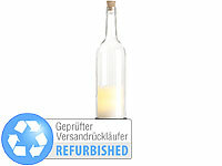 Lunartec Deko-Glasflasche mit LED-Kerze, Versandrückläufer; Winter-Deko-Glasflaschen mit LED-Echtwachskerzen Winter-Deko-Glasflaschen mit LED-Echtwachskerzen 