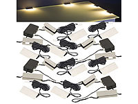 Lunartec 4er-Set LED-Glasbodenbeleuchtungen: 16 Klammern mit 48 warmweißen LEDs; LED-Lichtbänder 