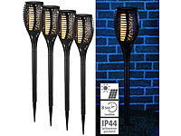 Lunartec 4er-Set LED-Solar-Gartenfackeln mit Flammen-Effekt und Akku, 58 cm; LED-Solar-Wegeleuchten LED-Solar-Wegeleuchten