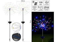 Lunartec 2er-Set Garten-Solar-Lichtdekos mit Feuerwerk-Effekt, 120 LEDs, IP44; LED-Solar-Wegeleuchten LED-Solar-Wegeleuchten 