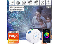 Lunartec Laser-3D-Sternenhimmel-Projektor, RGB-LEDs, Sprach-/Zeitsteuerung, App; Laser-Projektoren mit Sternen-Lichteffekt