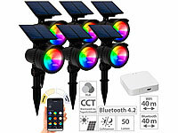 Lunartec 6er-Set RGB-CCT-LED-Spot mit Bluetooth, 50 lm, 1 W, IP44 inkl. Gateway