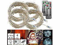 Lunartec 4er-Set USB-LED-Lichterdraht, 100 LEDs, 8 Modi, 10 m, tageslichtweiß; LED-Lichtbänder 