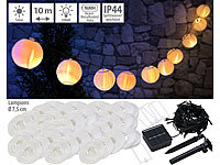 Lunartec Solar-LED-Lichterkette, warmweiß, mit 50 weißen Lampions, 10 m, IP44; LED-Lichterketten für innen und außen, LED-Solar-Lichterketten (warmweiß)