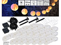 Lunartec 2er-Set Solar-LED-Lichterketten, warmweiß, je 50 weiße Lampions, IP44; LED-Lichterketten für innen und außen, LED-Solar-Lichterketten (warmweiß)