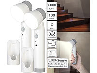 Lunartec 2er-Set Multifunktions-Leuchten & Nachtlicht, Akku, 100 lm, PIR-Sensor; LED-Taschenlampen, LED-Steckdosen-Nachtlicht mit DämmerungssensorSolar-LED-Wandlichter mit Nachtlicht-FunktionAkku-LED-Lichtleisten mit Bewegungssensoren 