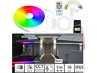 Lunartec WLAN-Neon-Schlauch mit RGBW-IC-LEDs, App, Sprachsteuerung, IP65, 5 m; LED-Lichtbänder LED-Lichtbänder 