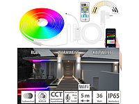 Lunartec WLAN-Neon-Schlauch mit RGBW-IC-LEDs, App, Sprachsteuerung, IP65, 5 m; LED-Lichtbänder LED-Lichtbänder