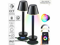 Lunartec Smarte Outdoor-Tischlampe, RGB-CCT-LEDs, App, Bluetooth, 2er-Set; 3in1-Akku-LED-Leuchten 3in1-Akku-LED-Leuchten 3in1-Akku-LED-Leuchten 