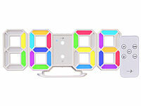 Lunartec Desktopuhr, LED-Uhr Digital, RGB-Uhr, Wanduhr Küche modern