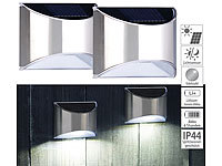 Lunartec 2er-Set Solar-LED-Wandleuchte mit Lichtsensor, Edelstahl, 20 lm, IP44; LED-Solar-Wegeleuchten 