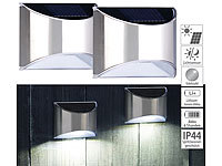 Lunartec 2er-Set Solar-LED-Wandleuchte mit Lichtsensor, Edelstahl, 20 lm, IP44; LED-Solar-Wegeleuchten 