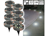 Lunartec 8er-Set Solar-Akku-Bodenleuchten mit 8 LEDs, warmweiß, IP44