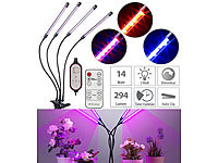 Lunartec 4-flammige LED-Pflanzenlampe, rot & blau, 360°-Schwanenhals, USB; Batterie-Wandleuchten mit Bewegungsmelder & Dämmerungssensoren Batterie-Wandleuchten mit Bewegungsmelder & Dämmerungssensoren 