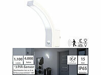 Lunartec LED-Außenwandleuchte mit PIR-Sensor, 1.100 lm, 15 W, IP65, weiß