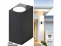 Lunartec Eckige Up & Down-Wandleuchte, 2x GU10-Fassung, IP44, Alu, schwarz; LED-Lichtbänder LED-Lichtbänder 