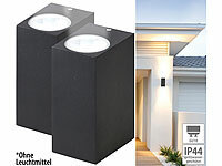Lunartec 2er-Set Eckige Up-/Down-Wandleuchte, GU10-Fassungen, IP44, Alu, schw.; LED-Lichtbänder LED-Lichtbänder 