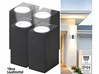 Lunartec 4er-Set Eckige Up-/Down-Wandleuchte, GU10-Fassungen, IP44, Alu, schw.; LED-Lichtbänder LED-Lichtbänder 
