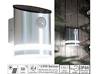 Lunartec Solar-LED-Wandleuchte aus Edelstahl mit Bewegungssensor, 50 lm, IP44; LED-Solar-Außenlampen mit PIR-Sensoren (neutralweiß) 