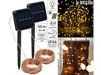 Lunartec 2er-Set Solar-Lichterketten aus Kupferdraht, warmweiße LEDs, je 32 m; LED-Solar-Lichterketten (warmweiß) LED-Solar-Lichterketten (warmweiß)