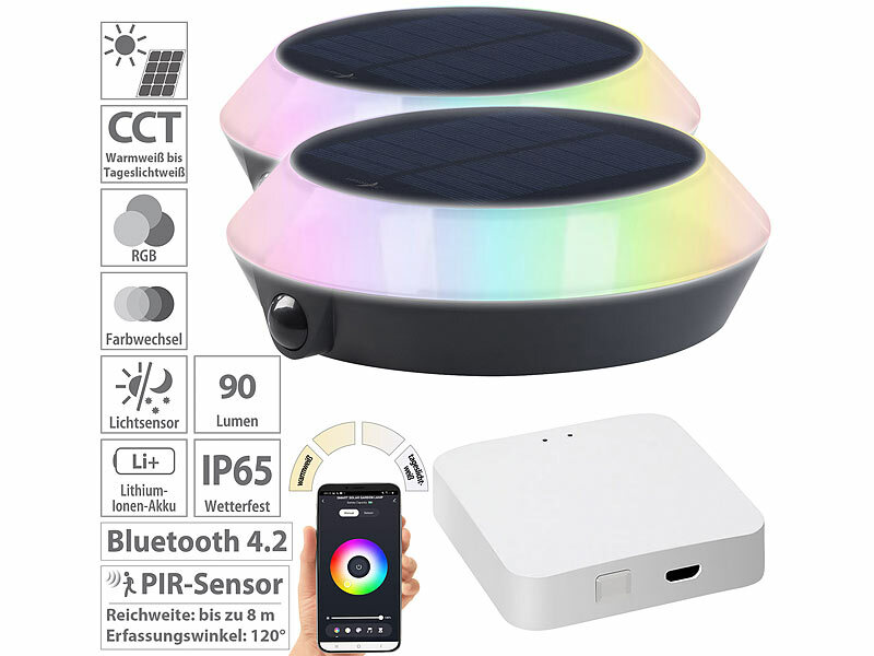 ; LED-Solar-Wegeleuchten mit Bewegungssensoren 