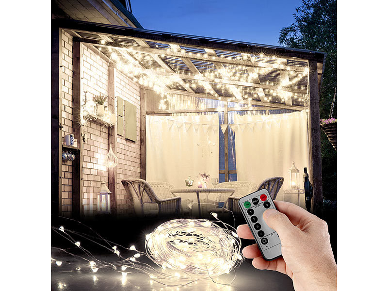 ; LED-Solar-Lichterketten (warmweiß), LED-Lichterketten für innen und außen 